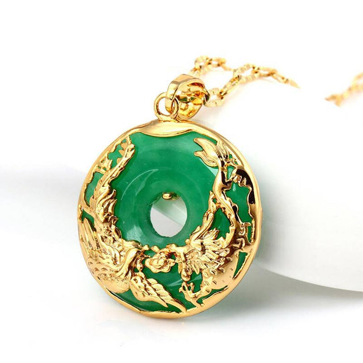 Buddha Stones Ketting van natuurlijke jade, symbool van voorspoed. - Cyaan jade (natuurlijke jade, kleur kan variëren) - image 0