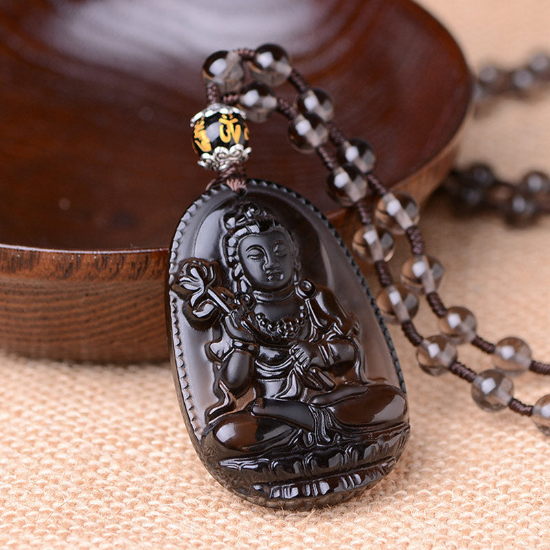 Buddha Stones Chinese dierenriem obsidiaan Ketting - L-Paard - image 5