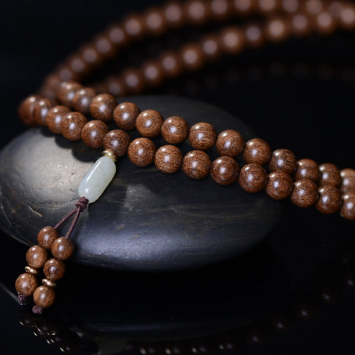 Buddha Stones 108 Mala kralen, rozenhout, jade, rustgevende Armband - image 9