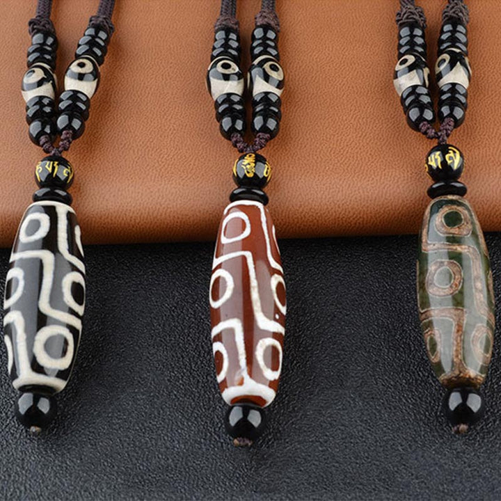 Buddha Stones Ketting met negen ogen en Dzi-kralen voor bescherming van rijkdom. - image 9