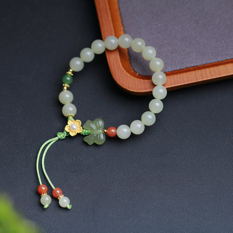 Buddha Stones Armband van 925 sterling zilver met jade, geluksbloem en vlinder. - image 10