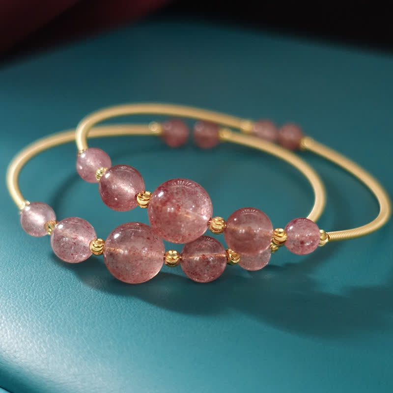 Buddha Stones Natuurlijke aardbeikwarts Bangle-armband - Aardbeikwarts - image 0