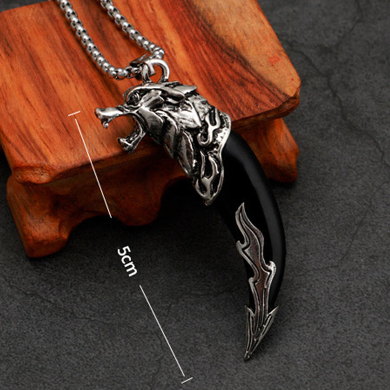 Buddha Stones Imitatie wolfstand titanium stalen Ketting - image 7