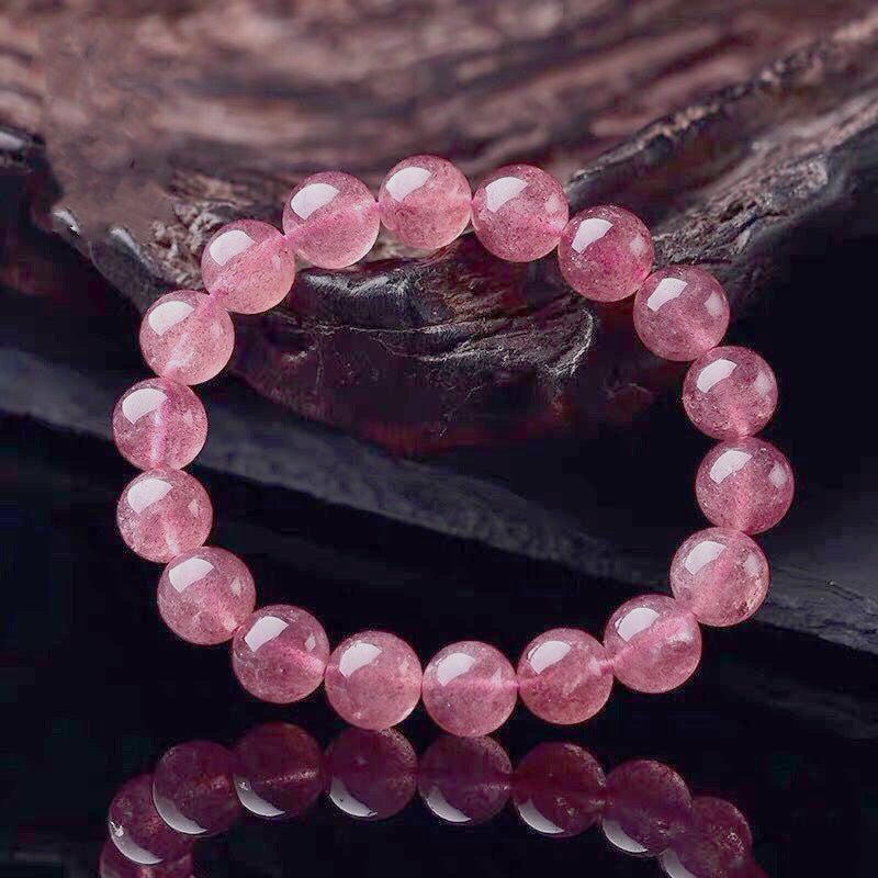 Buddha Stones Armband van natuurlijke rozenkwarts met de tekst &