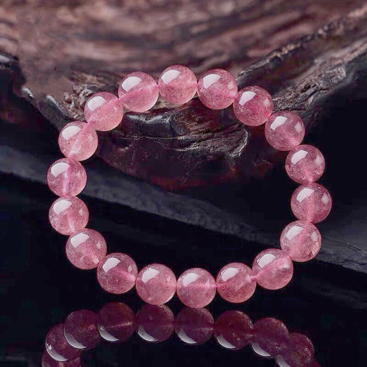 Buddha Stones Armband van natuurlijke rozenkwarts met de tekst &