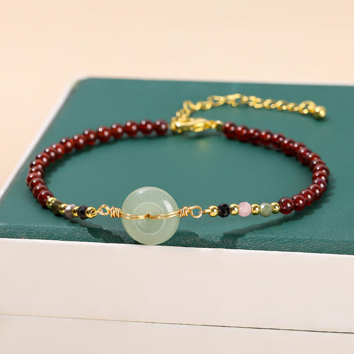 Buddha Stones Natuurlijke granaat vredesgesp kraal kalm Armband - image 2