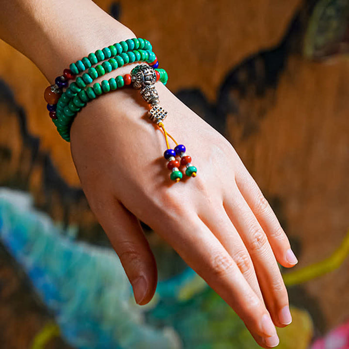 Buddha Stones 108 Mala kralen Tibetaanse turkooizen Dzi kralen Armband - image 2
