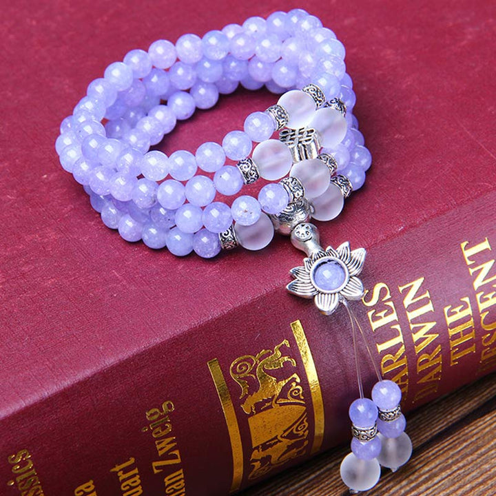 Buddha Stones Paarse jaspis kralen Armband Mala - image 2