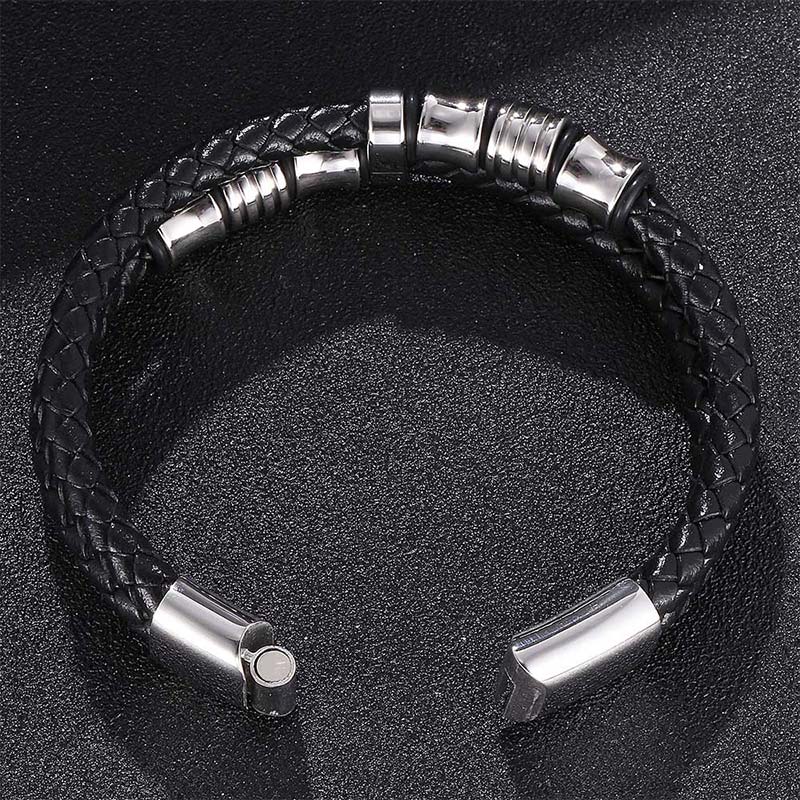 Buddha Stones Armband van gelaagd leer met weefpatroon - image 15