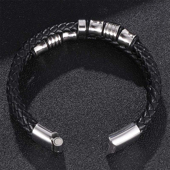 Buddha Stones Armband van gelaagd leer met weefpatroon - image 15