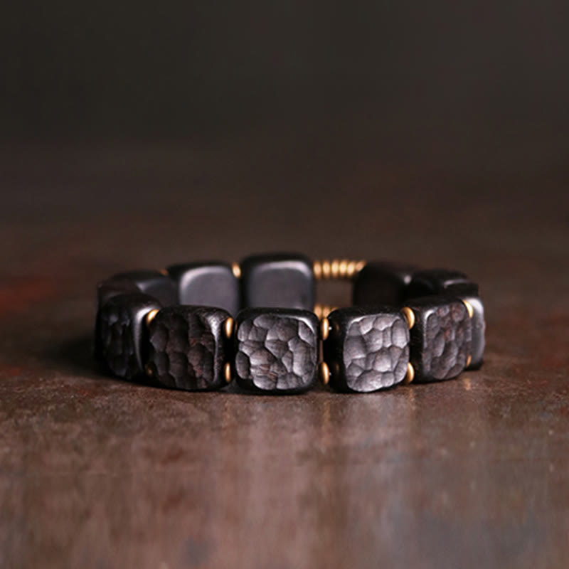 Buddha Stones Retro armband in ebbenhoutstructuur met koperen Armband. - 17-17,5 cm - image 0