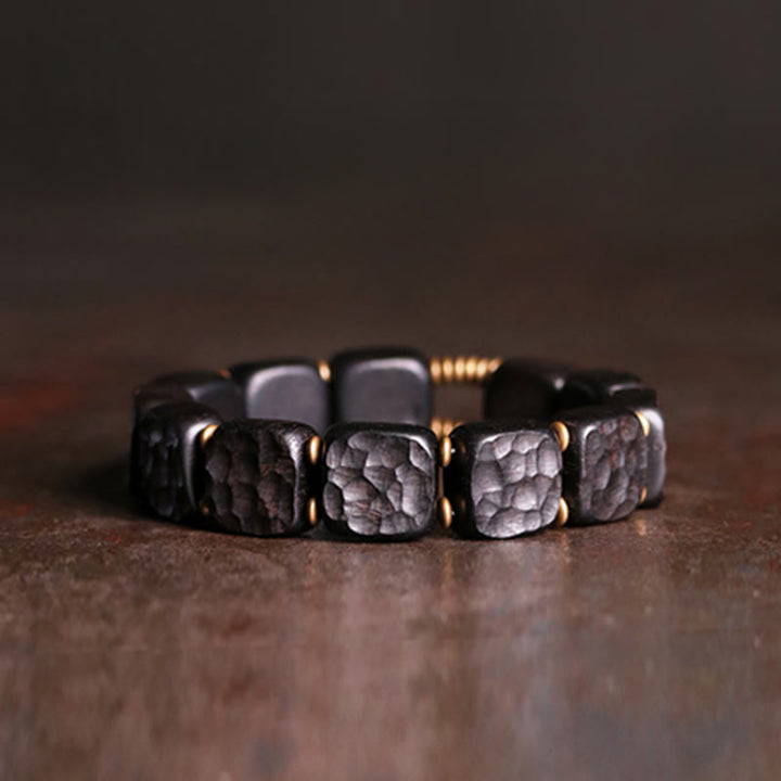 Buddha Stones Retro armband in ebbenhoutstructuur met koperen Armband. - 17-17,5 cm - image 0