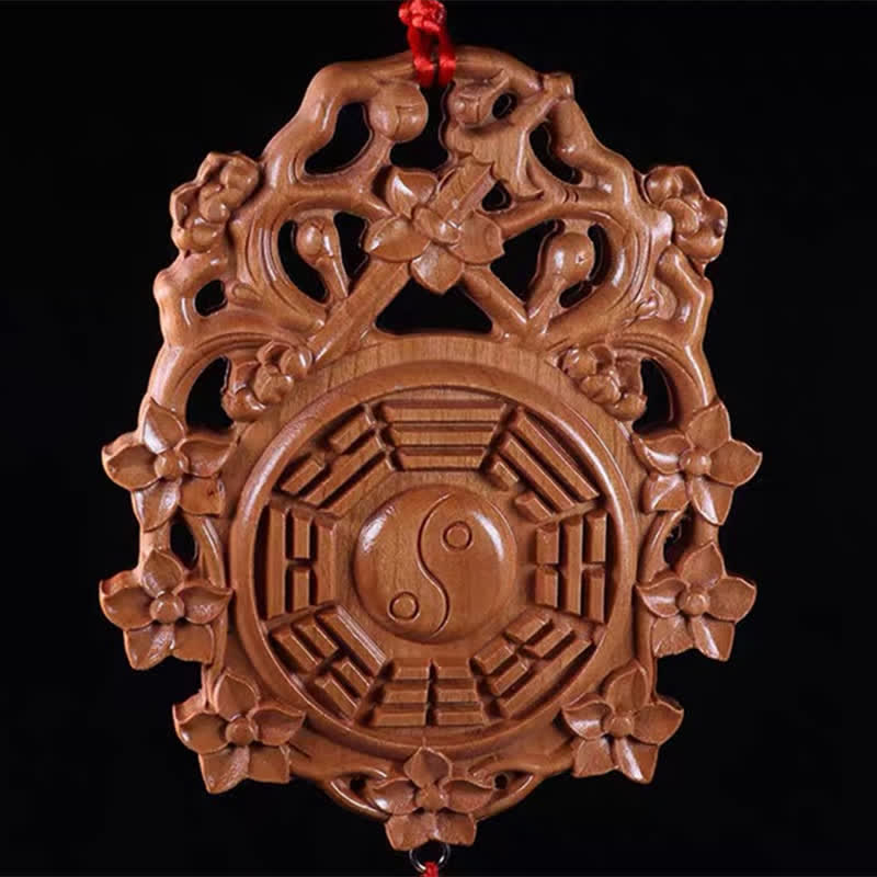 Feng Shui Bagua-kaart Perzikhout Chinese knopen Balans Energiekaart - 16*13 cm - image 1