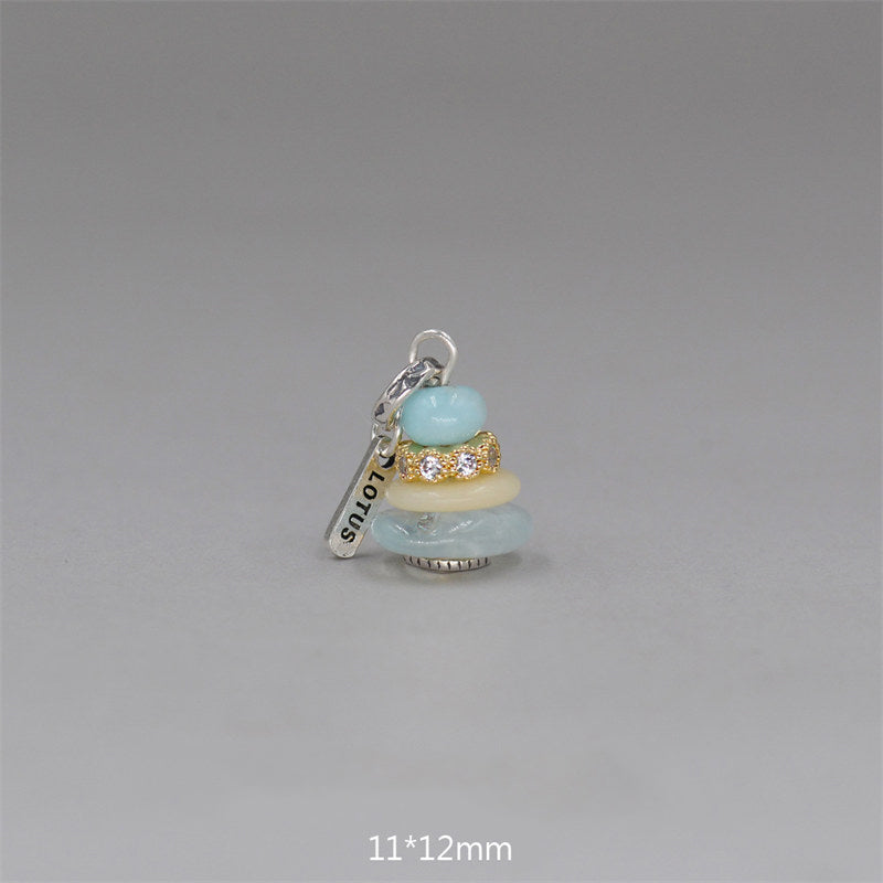 Buddha Stones Zen Cairn Labradoriet Diverse Kristallen Kalmerende Hanger Ketting - Hanger met amazoniet, topaas en aquamarijn, 11 x 12mm - image 33