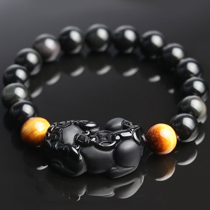 Buddha Stones Feng Shui PiXiu Regenboog Obsidiaan Tijgeroog Armband - image 1