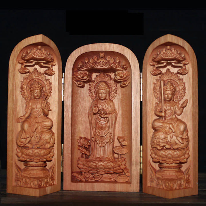 Avalokitesvara Kwan Yin Boeddha Kersenhout Compassie Woondecoratie Altaar - Nanhai Avalokitesvara Kwan Yin - image 11