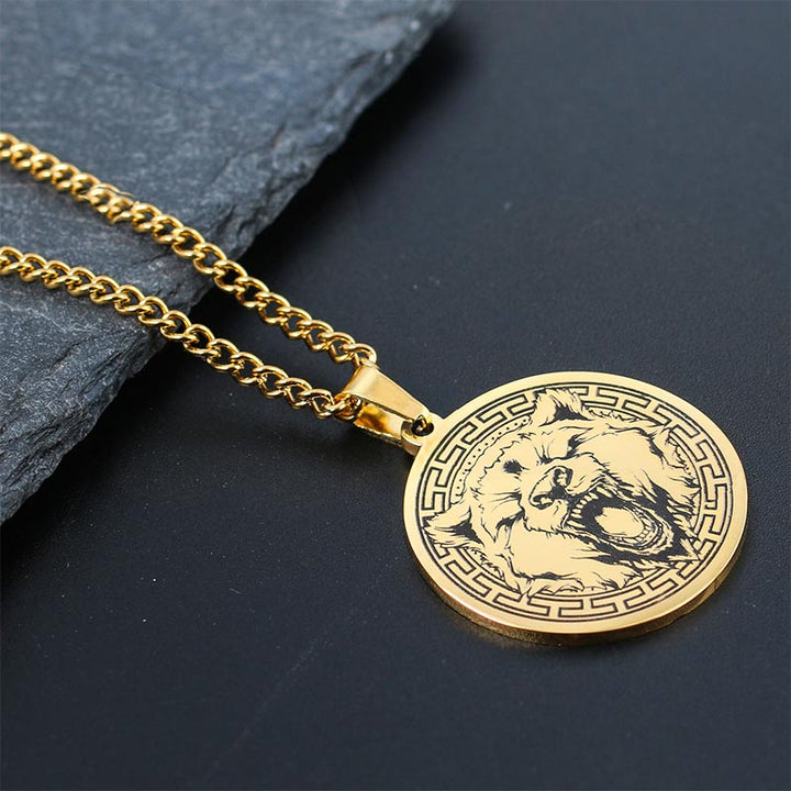 Buddha Stones Dierenvormige titanium stalen ketting met beschermende hanger - Goudbeer - image 11