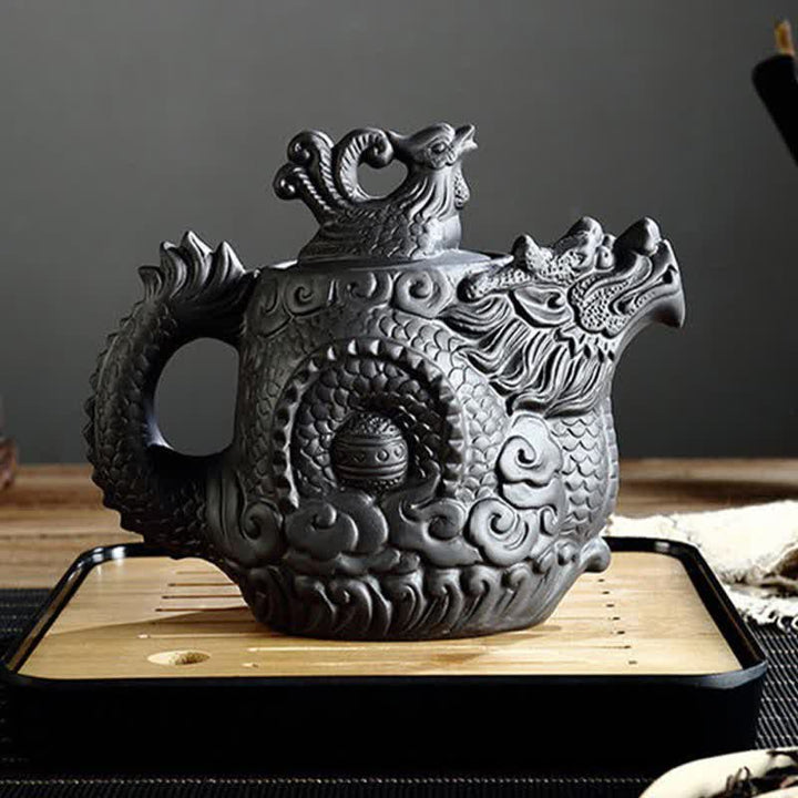 Vintage keramische theepot met draak en feniks - image 4
