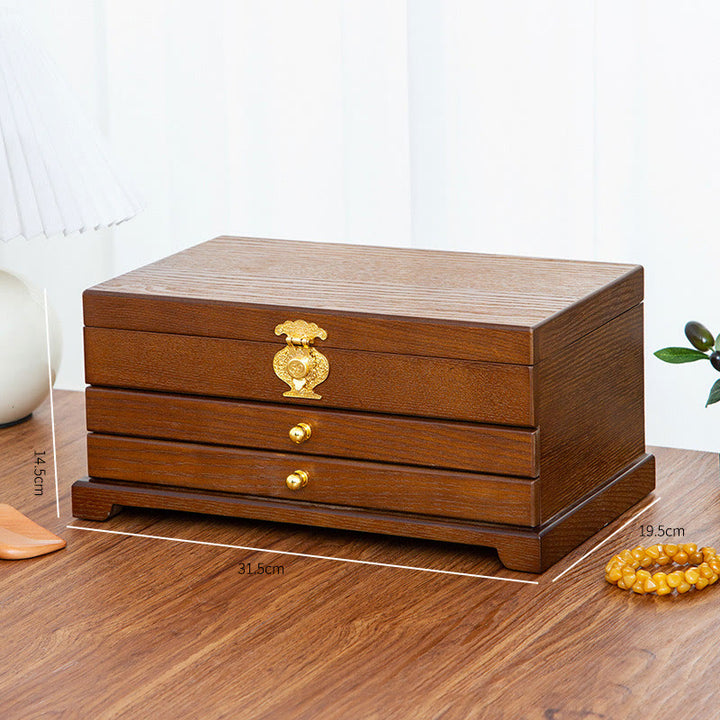 Buddha Stones Retro houten sieradendoos met drie lagen . - image 13