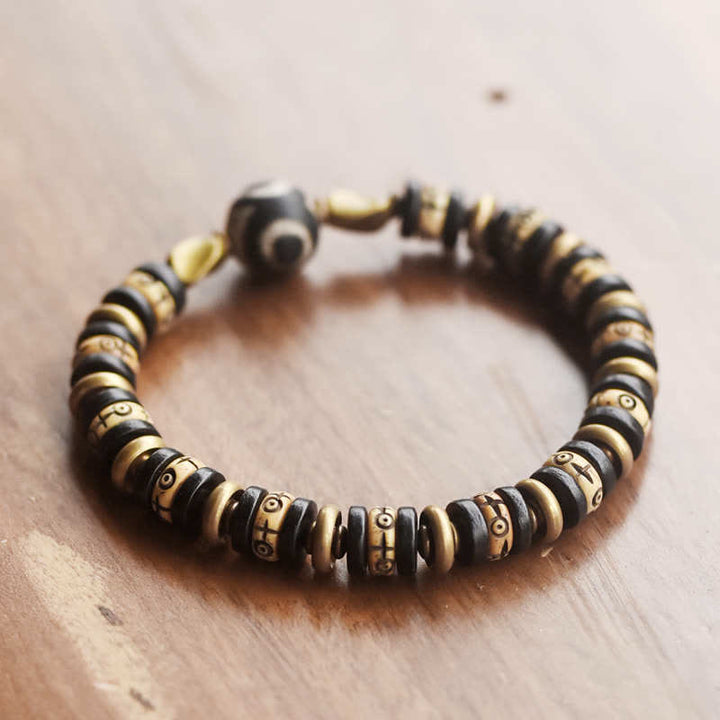 Buddha Stones Armband van Tibetaanse botkralen en ebbenhout voor extra kracht - image 3