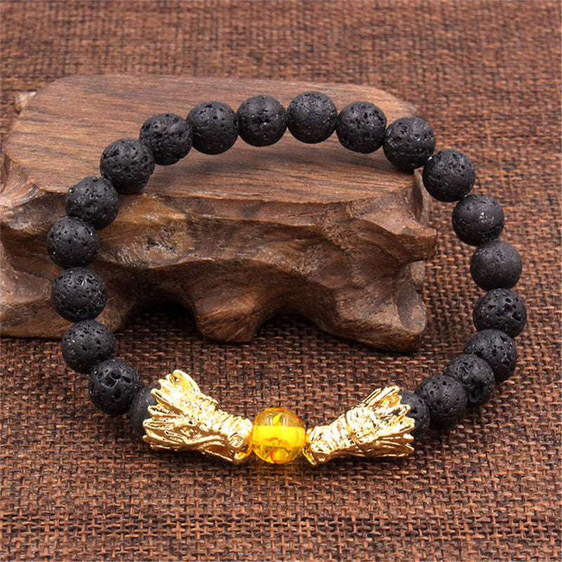 Buddha Stones Witte turkooizen lavasteen draak zegen Armband - image 17