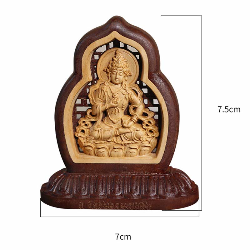 Buddha Stones Vajrasattva Boeddha houten beeldje met gravure van mededogen, decoratie - image 5