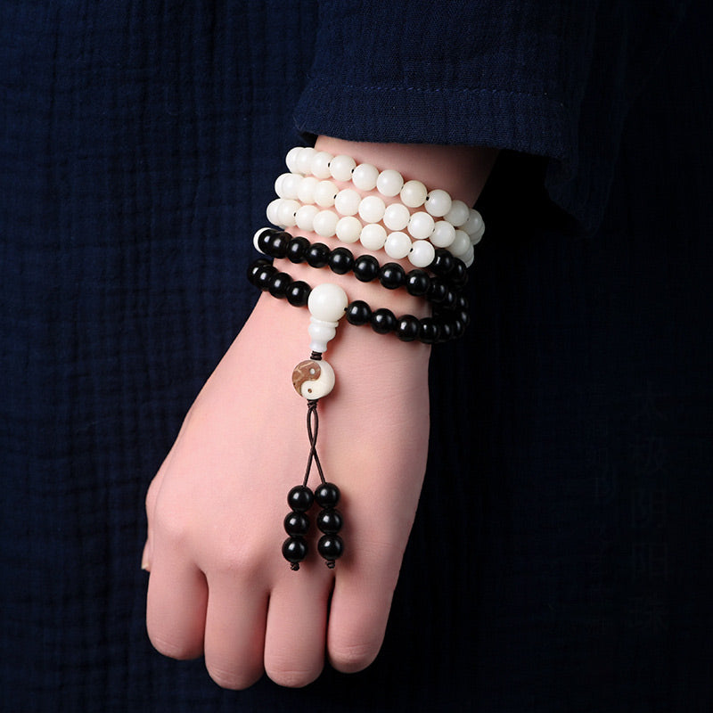 Buddha Stones Ebbenhouten YinYang Ketting Mala - image 1