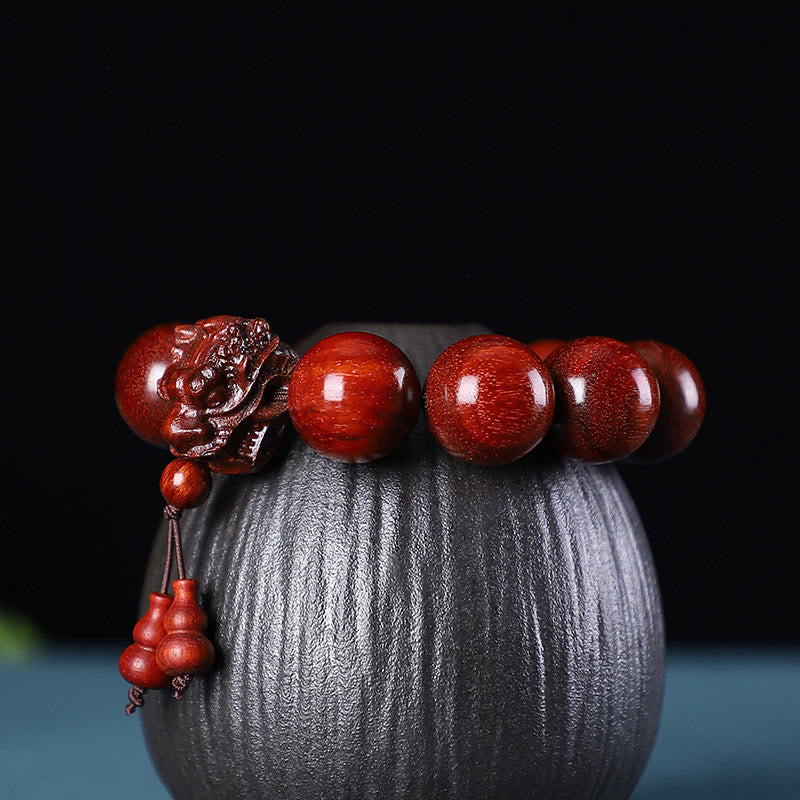 Buddha Stones Rozenhout, groene sandelhout, kleine bladeren, rode sandelhout, draak, gesneden Armband - image 12