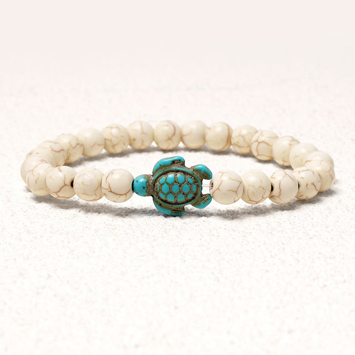 Buddha Stones Armband met natuurstenen afbeelding van een zeeschildpad en turkooizen zegenmotief - Witte turkoois - image 6