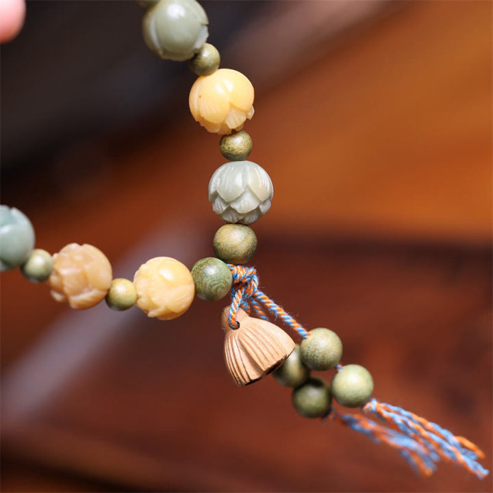 Buddha Stones Bodhizaad Lotus Groene Sandelhout Wijsheid Harmonie Armband - image 5