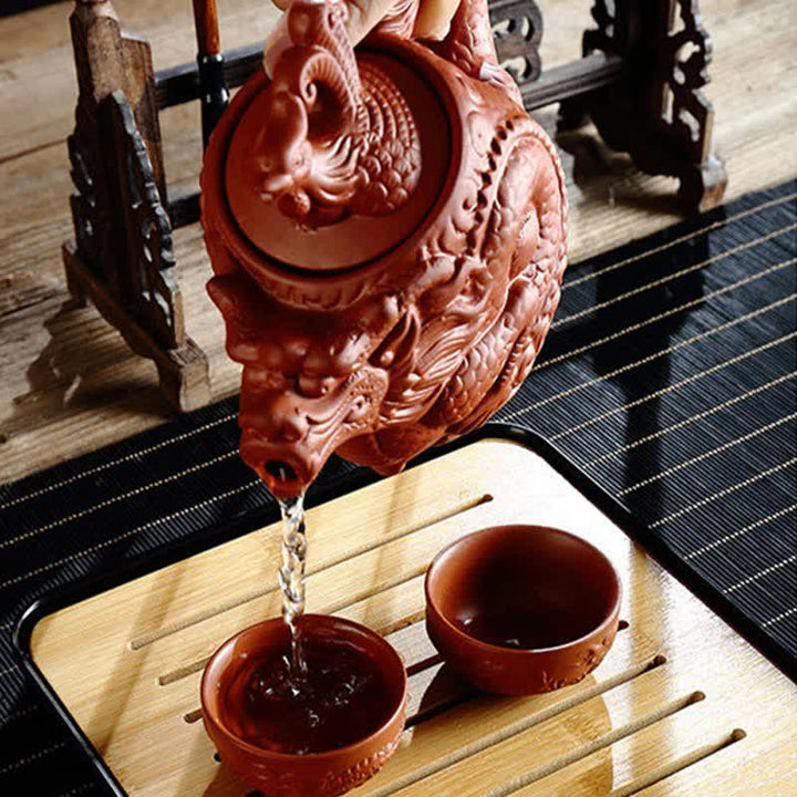 Vintage keramische theepot met draak en feniks - image 8