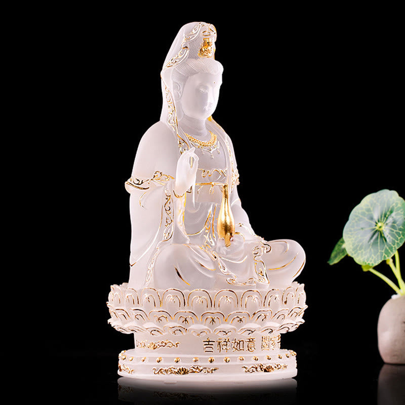 Buddha Stones Kwan Yin Avalokitesvara handgemaakt beeldje van Liuli-kristal, kunstwerk, rijkdombeeld, huisgeschenk, decoratie - image 1