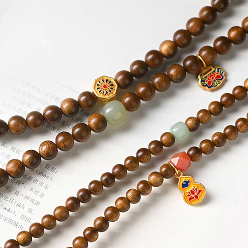 Buddha Stones Tibetaanse rozenhouten beschermende kalmerende Armband (Mala) - image 17