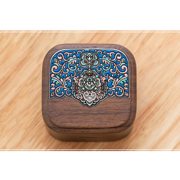 Retro handgemaakte Sieraden opbergdoos in bladmotief, houten geschenkdoos - image 8