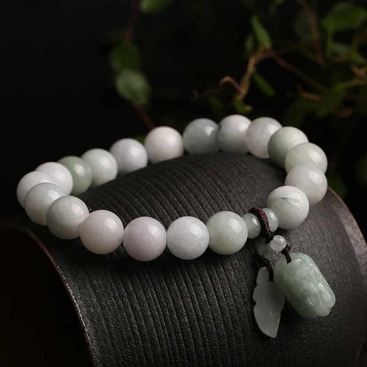 Buddha Stones Armband van natuurlijke jade, Pi Xiu Boeddha, kalebas en appel voor succes - image 3
