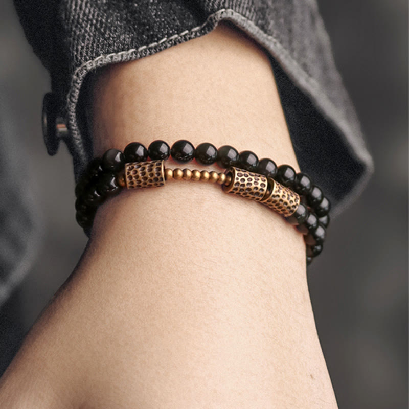 Buddha Stones Regenboog Obsidiaan Koperen Liefde Dubbele Armband - image 9