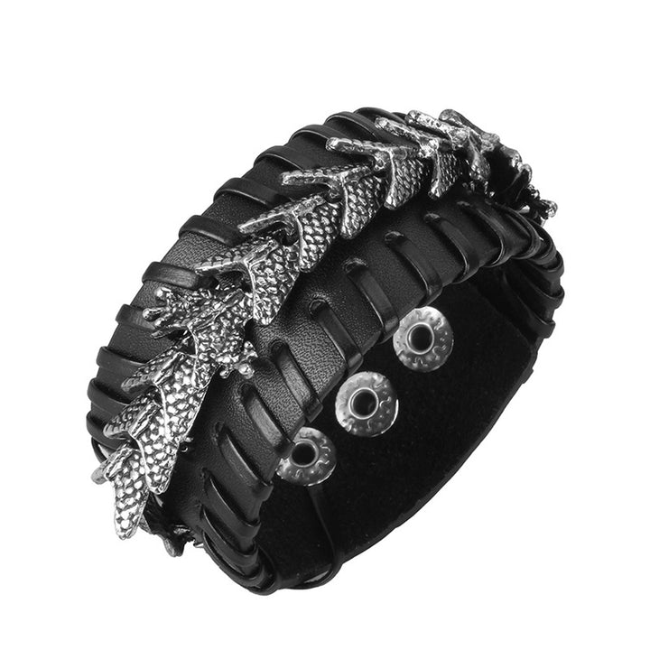 Buddha Stones Beschermende Armband van drakenleer - Zwart - image 8