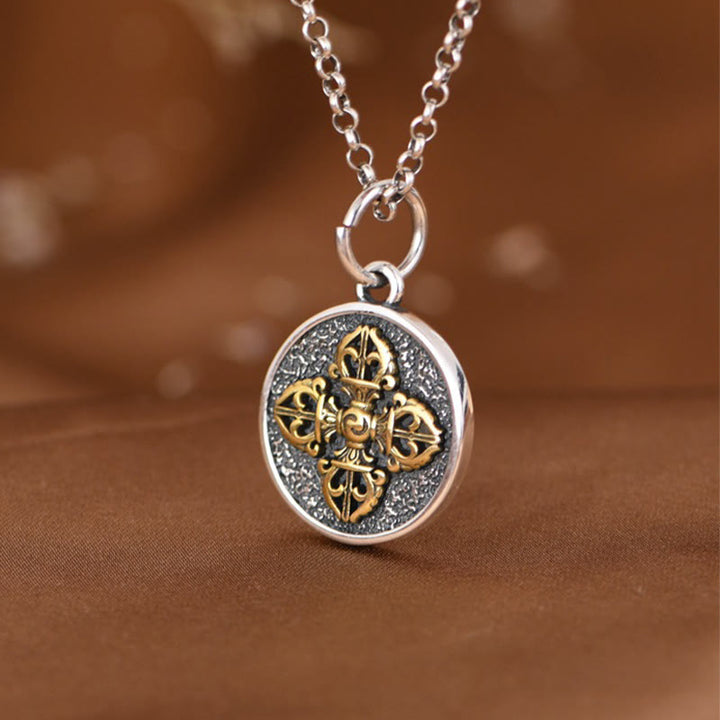 Buddha Stones 925 Sterling Zilveren Dubbele Dorje Vajra Ketting - image 4