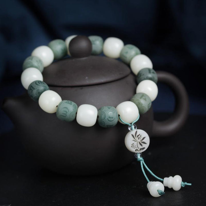 Buddha Stones Witte Bodhi Zes Ware Woorden Armband - image 2