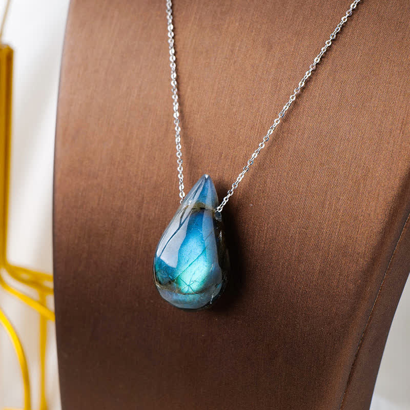 Buddha Stones Labradoriet waterdruppel ondersteunende helende Ketting - image 3