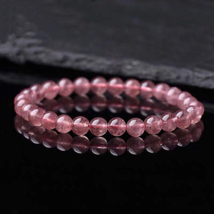 Buddha Stones Armband van natuurlijke rozenkwarts met de tekst &