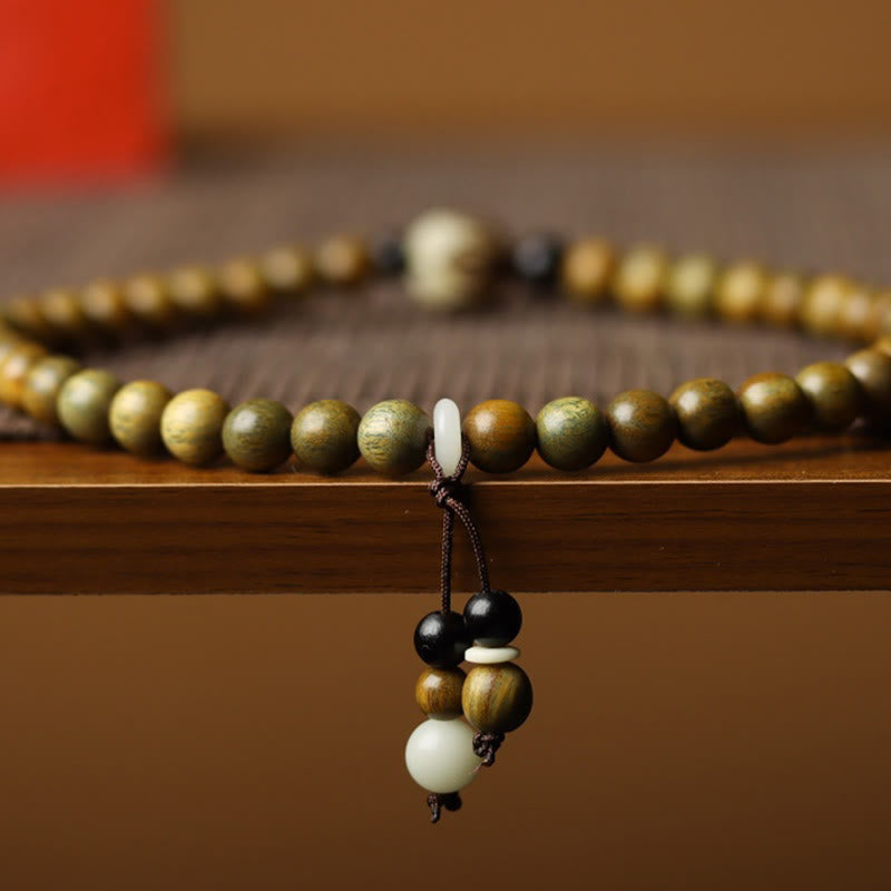 Buddha Stones Groene sandelhout bodhizaad lotus kalmerende dubbele Armband - image 1