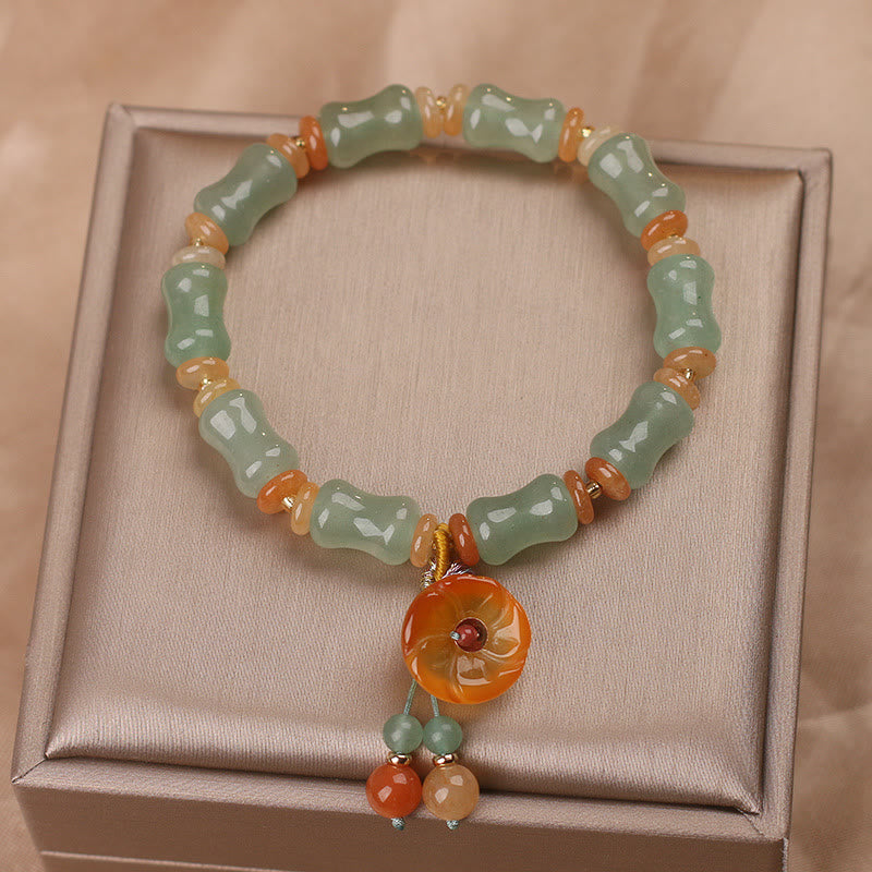 Buddha Stones Armband van natuurlijke jade en bamboe met bloemenpatroon - image 2