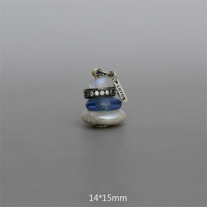 Buddha Stones Zen Cairn Labradoriet Diverse Kristallen Kalmerende Hanger Ketting - Hanger met maansteen, glaskraal en parel, 14 x 15 mm - image 23