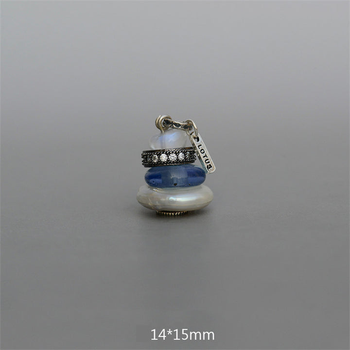 Buddha Stones Zen Cairn Labradoriet Diverse Kristallen Kalmerende Hanger Ketting - Hanger met maansteen, glaskraal en parel, 14 x 15 mm - image 23