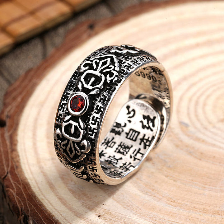 Tibetaanse robijn-koperen Ring - Wit - image 0