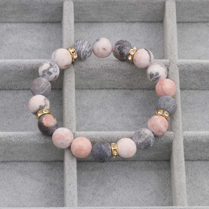 Buddha Stones Armband met zebrajaspis kralen voor het verlichten van angst en stress - image 4
