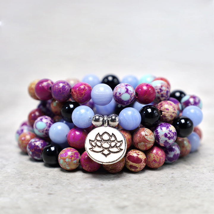 Buddha Stones Natuurlijke paarse Miano echte steen Lotus Mala - image 1