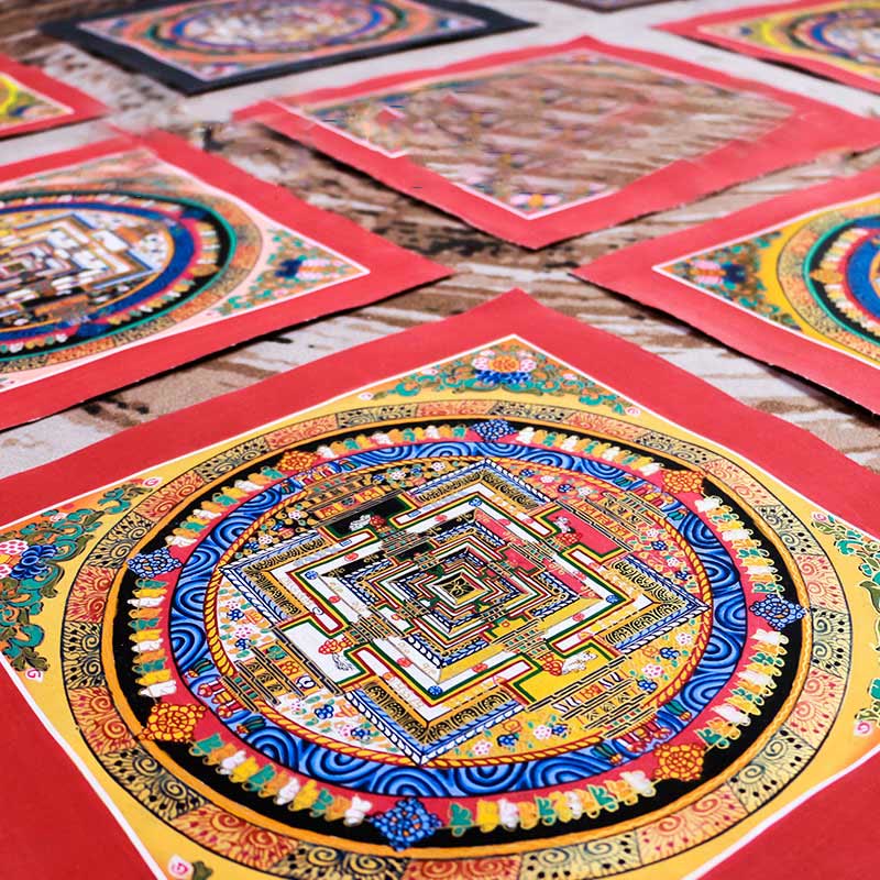 Buddha Stones Tibetaanse handgemaakte Thangka Mandala schilderij blind box met willekeurig kleurenpatroon - image 1