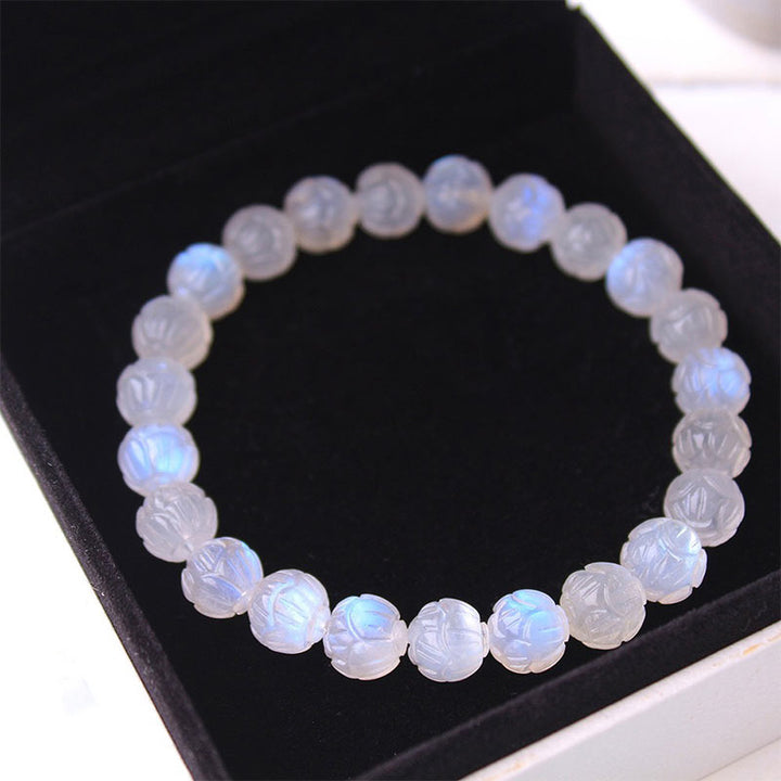 Buddha Stones Natuurlijke maansteen lotus Armband - image 9